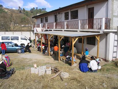 Patients in line at clinic.